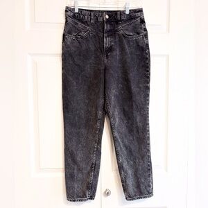 Acid Washed High Rise Black Denim Jeans Size 6 H&M Divided Women Waist 29”
